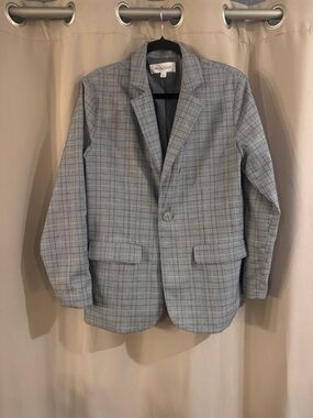 Prologue Light Gray Plaid Sport Coat with Subtle Blue Windowpane